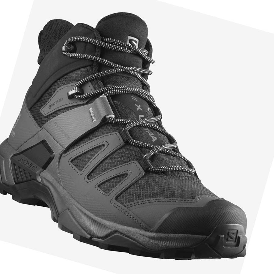 Salomon X ULTRA 4 MID WIDE GORE-TEX Erkek Yürüyüş Ayakkabısı Siyah Mavi | TR 3623GSO